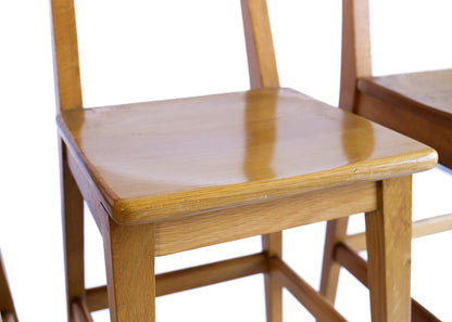 Set of Four Vintage Oak Bar Stools