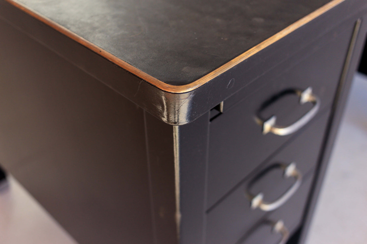 1940's American Tanker Desk with a New Leather Top