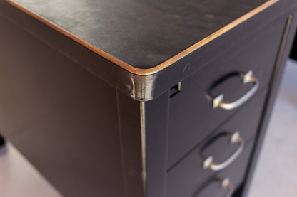1940's American Tanker Desk with a New Leather Top