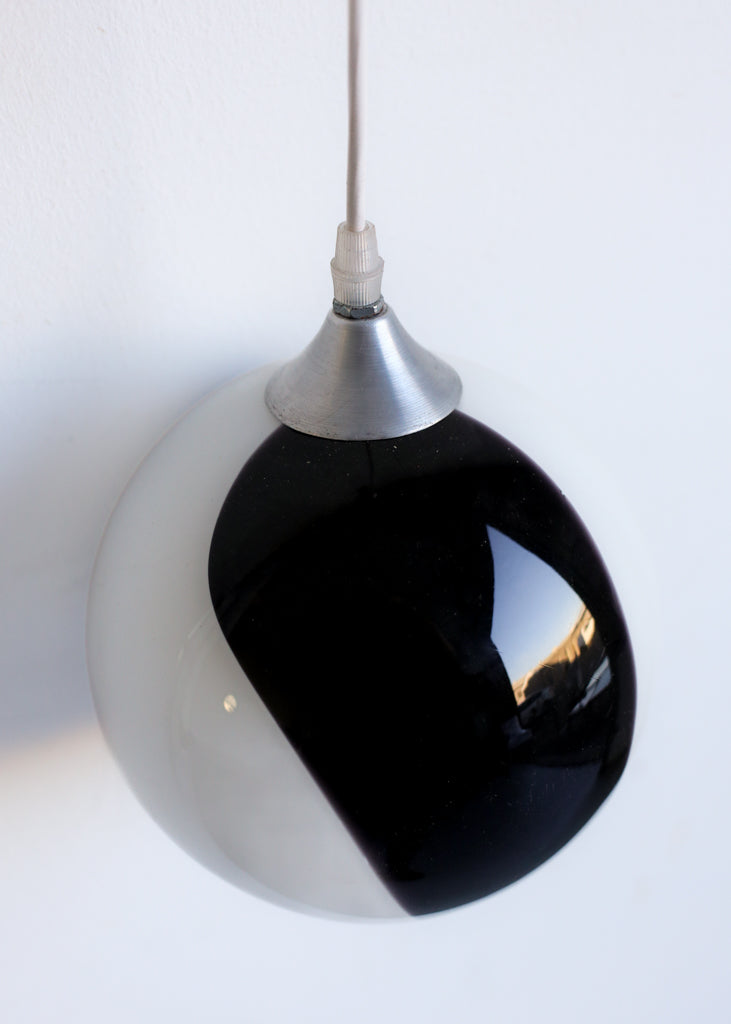 Black and White Spherical Glass Lamp