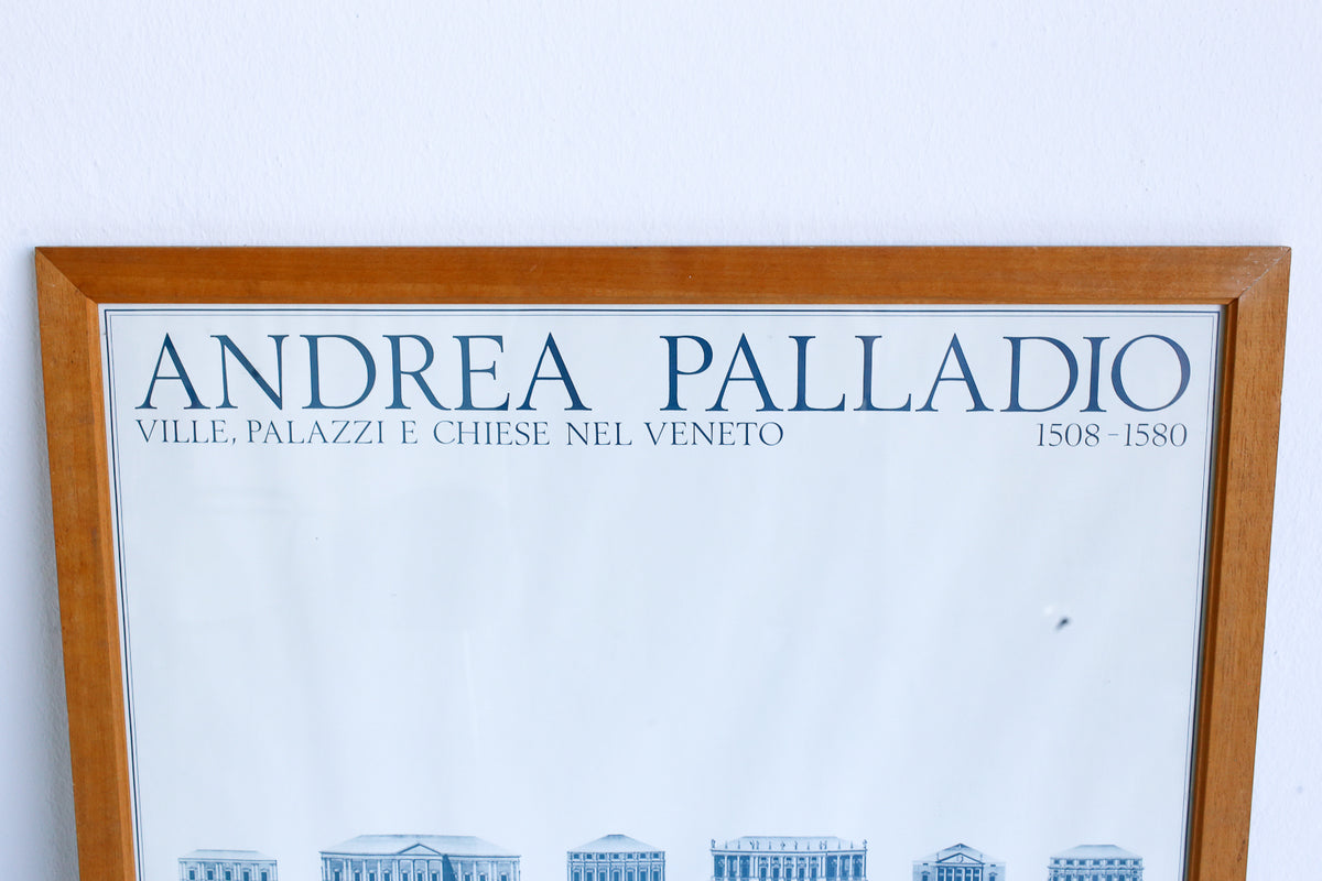 1980s Framed Andrea Palladio Poster