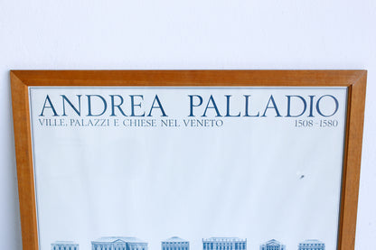 1980s Framed Andrea Palladio Poster