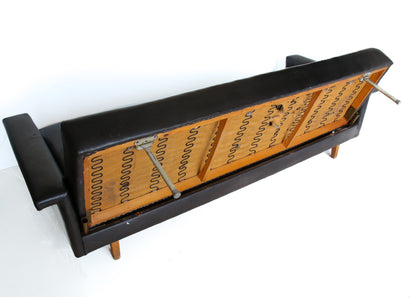 Mid-century Danish Sleeper Couch in Black Leather