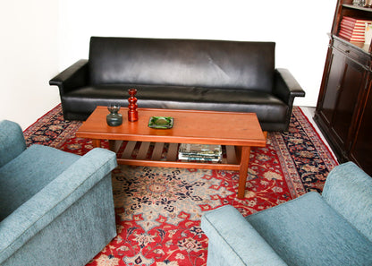 Mid-century Danish Sleeper Couch in Black Leather