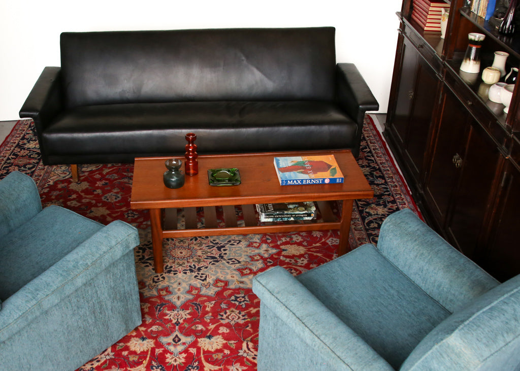 Mid-century Danish Sleeper Couch in Black Leather