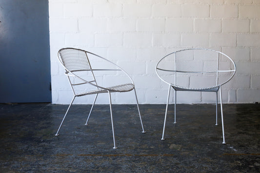 Pair of Mid-century Style Steel Patio Chairs - new
