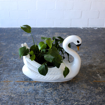 Large Vintage Fiberglass Swan Planter