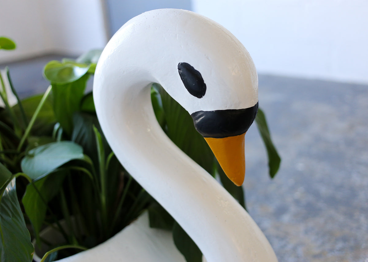 Large Vintage Fiberglass Swan Planter
