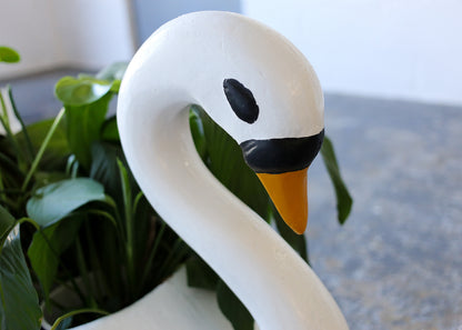 Large Vintage Fiberglass Swan Planter