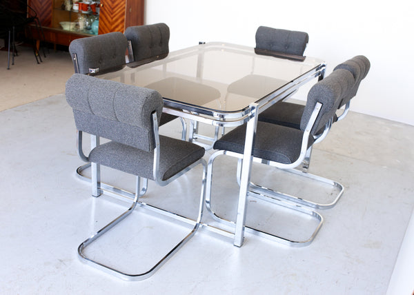 1970's Chrome and Glass Dining Table