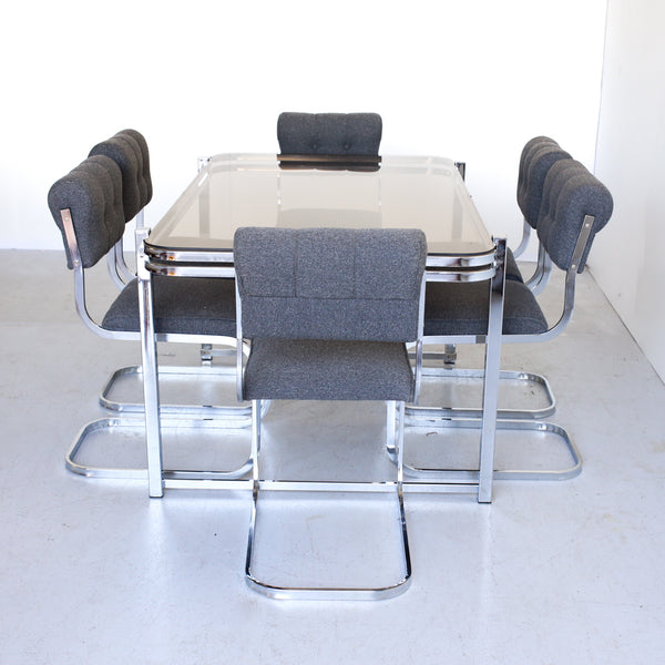 1970's Chrome and Glass Dining Table