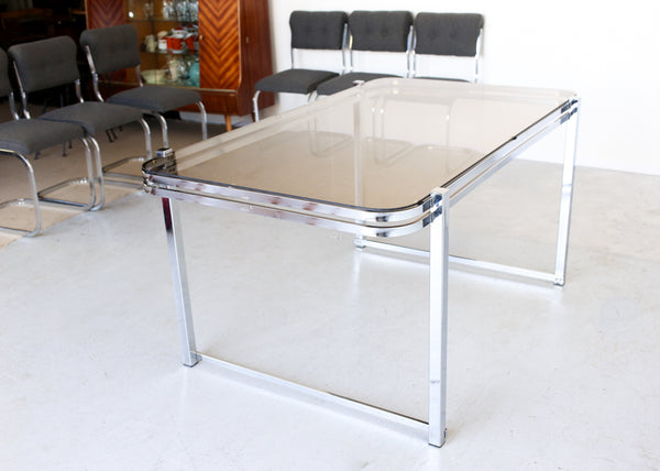 1970's Chrome and Glass Dining Table