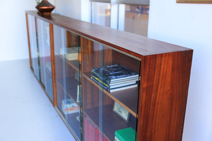 Sapele Bookcase with Glass Doors - two available
