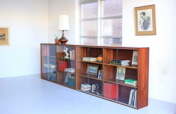 Sapele Bookcase with Glass Doors - two available