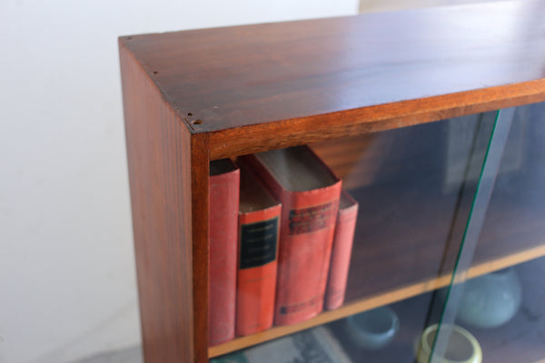 Sapele Bookcase with Glass Doors - two available