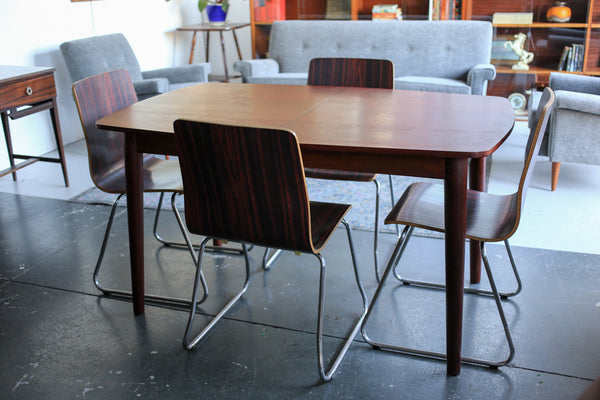 Four Chrome and Bentwood Dining Chairs