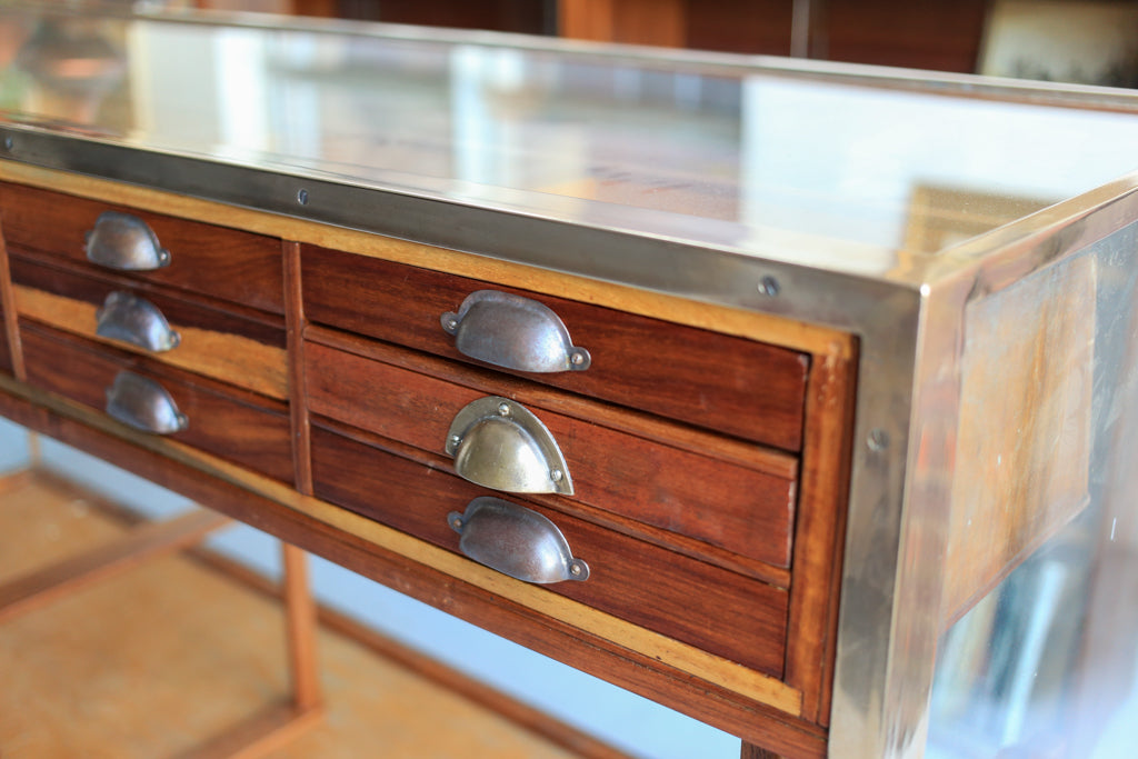 Rare Haberdashery and Display Counter with Brass Frame