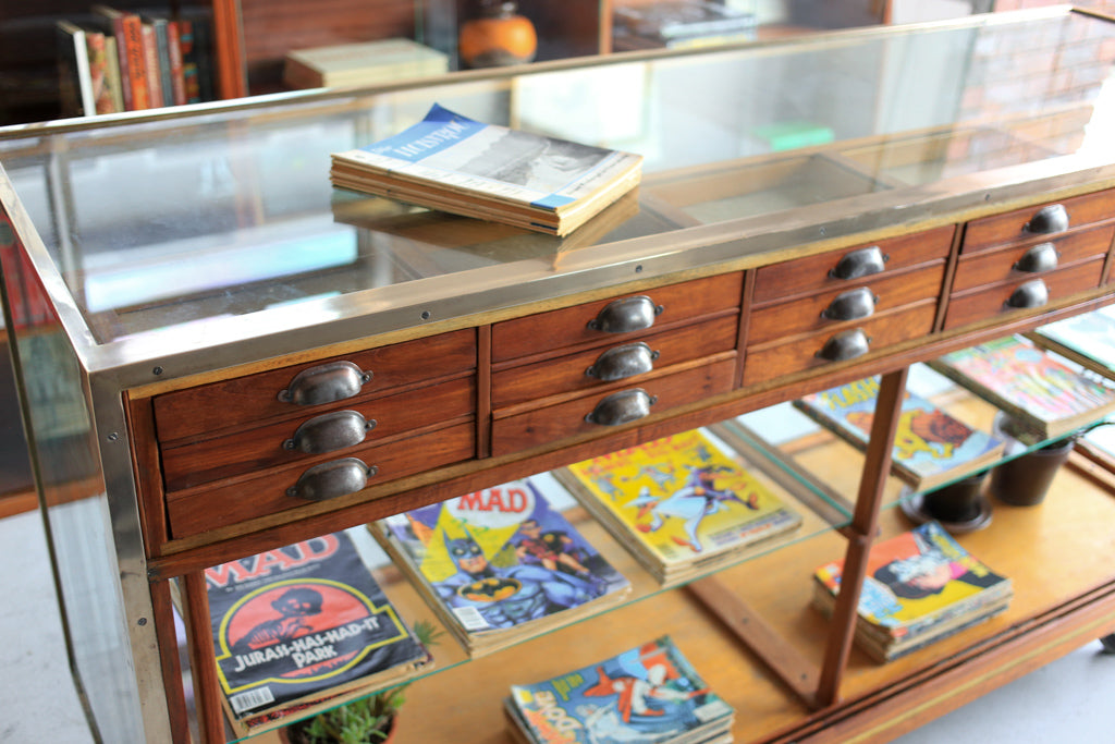 Rare Haberdashery and Display Counter with Brass Frame