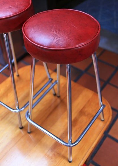 A Pair of Chromed Tubular Steel Kitchen Stools