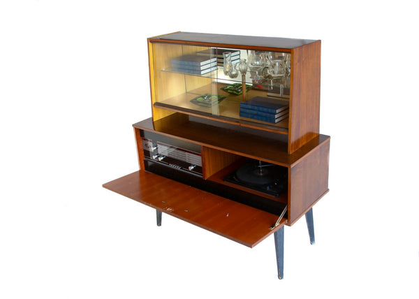 Retro Display Cabinet with Radiogram and Turntable – Huisraad Modern