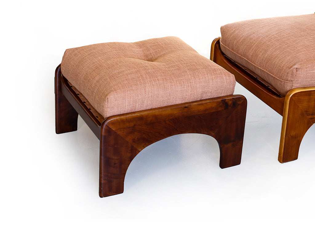 Pair of 1960s Italian Lounge Slipper Chairs and an Ottoman