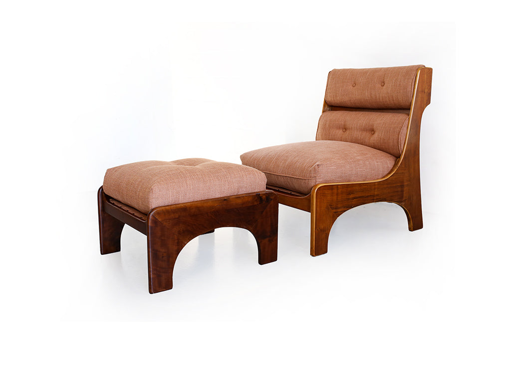 Pair of 1960s Italian Lounge Slipper Chairs and an Ottoman