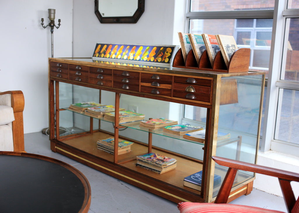 Rare Haberdashery and Display Counter with Brass Frame