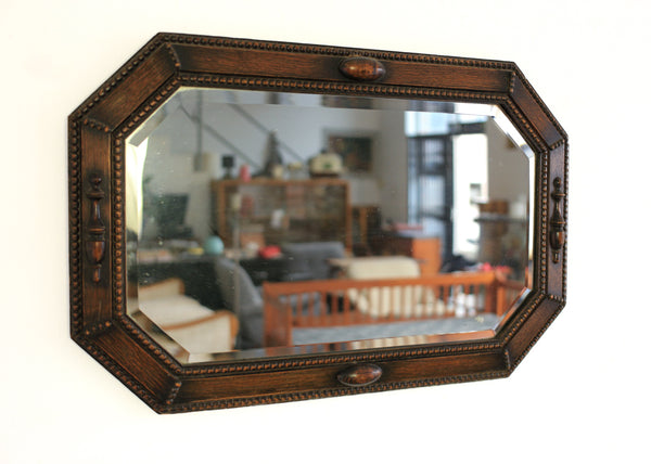 Antique Oak Framed Mirror