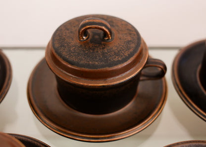 Set of Eight Arabia Lidded Teacups or Soup Bowls