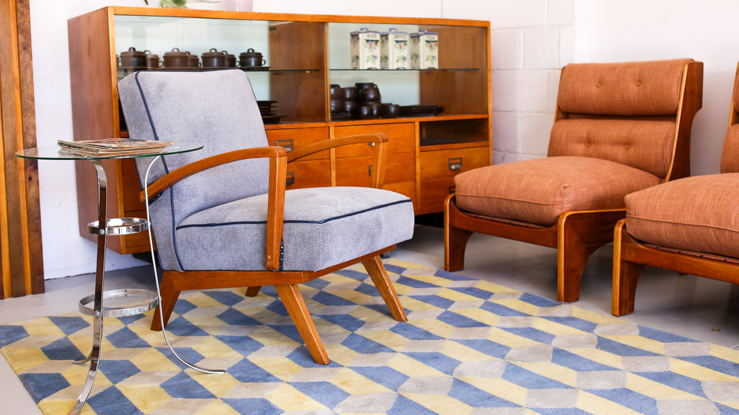 Pair of 1960s Italian Lounge Slipper Chairs and an Ottoman