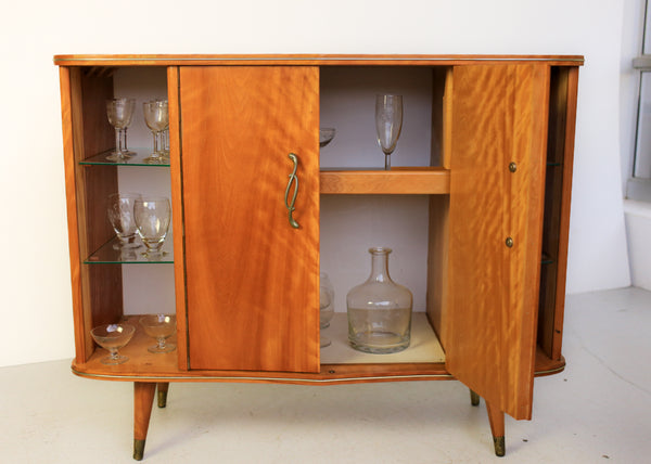 Retro Satin Birch Drinks Cabinet