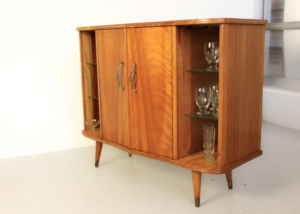 Retro Satin Birch Drinks Cabinet