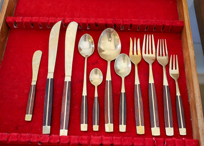 99 Piece Bronze and Rosewood Flatware set - 1950s