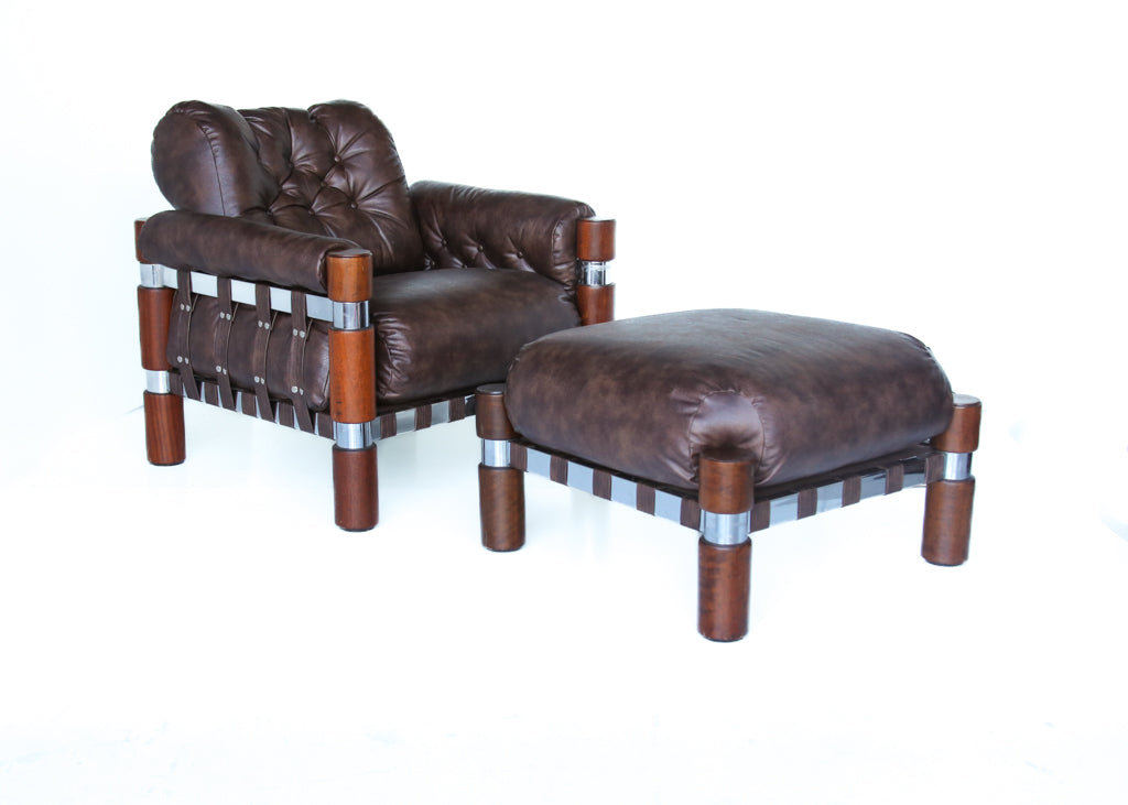 Rare El Rancho Armchair and Ottoman -  Finland, 1970s