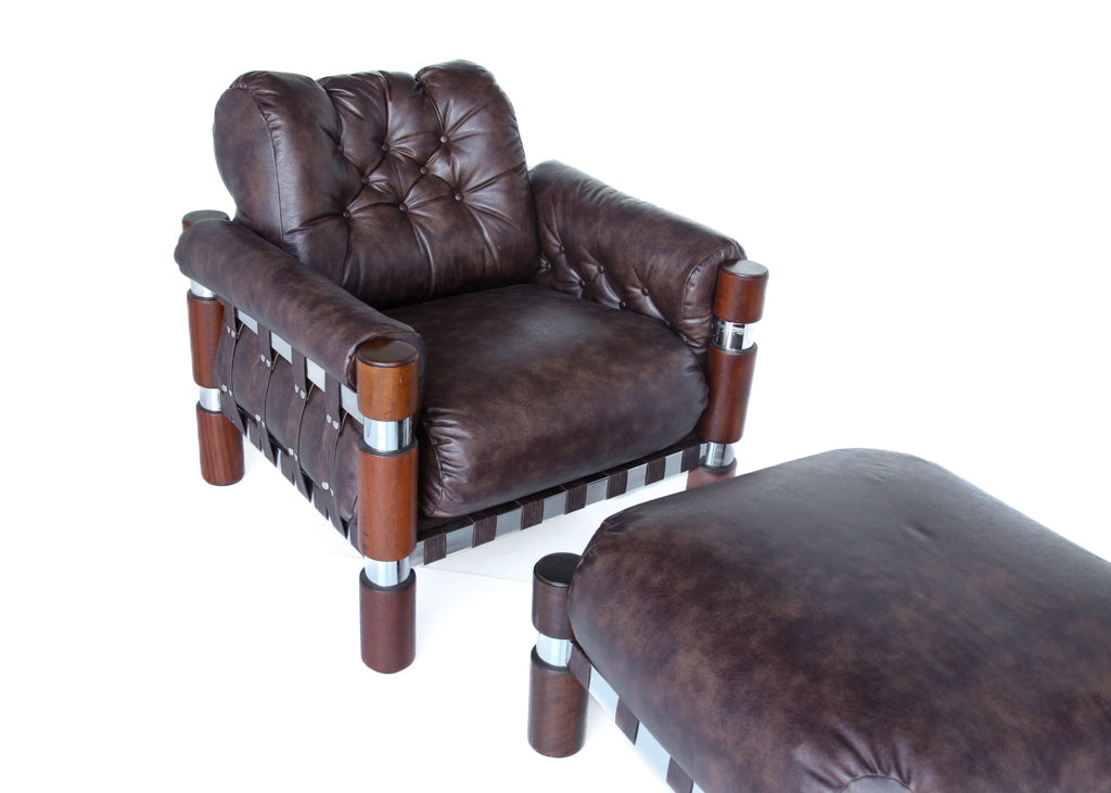 Rare El Rancho Armchair and Ottoman -  Finland, 1970s