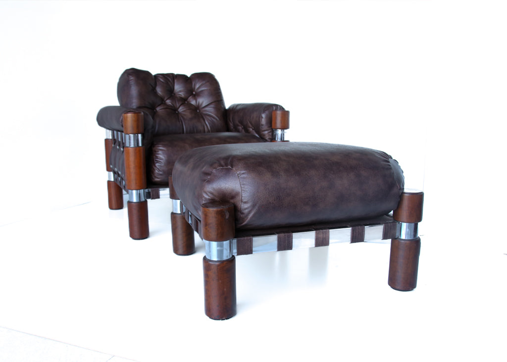 Rare El Rancho Armchair and Ottoman -  Finland, 1970s