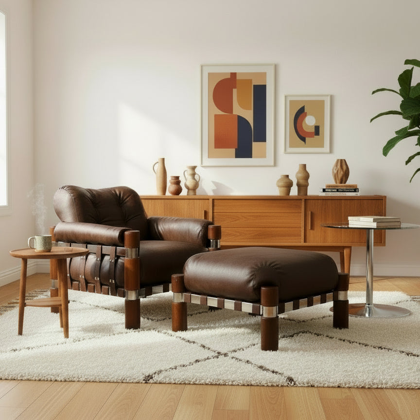 Rare El Rancho Armchair and Ottoman -  Finland, 1970s