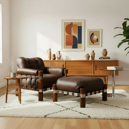 Rare El Rancho Armchair and Ottoman -  Finland, 1970s