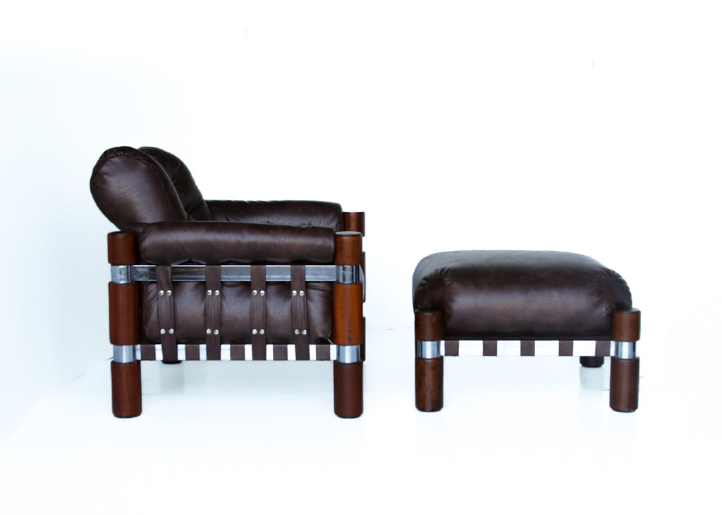 Rare El Rancho Armchair and Ottoman -  Finland, 1970s