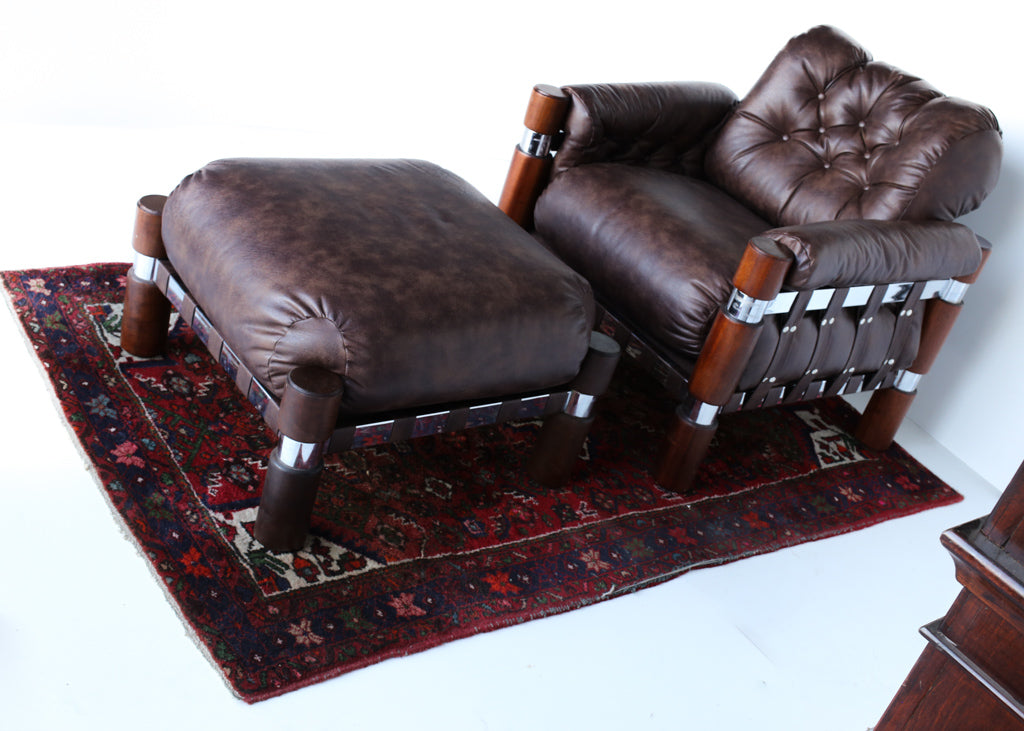 Rare El Rancho Armchair and Ottoman -  Finland, 1970s