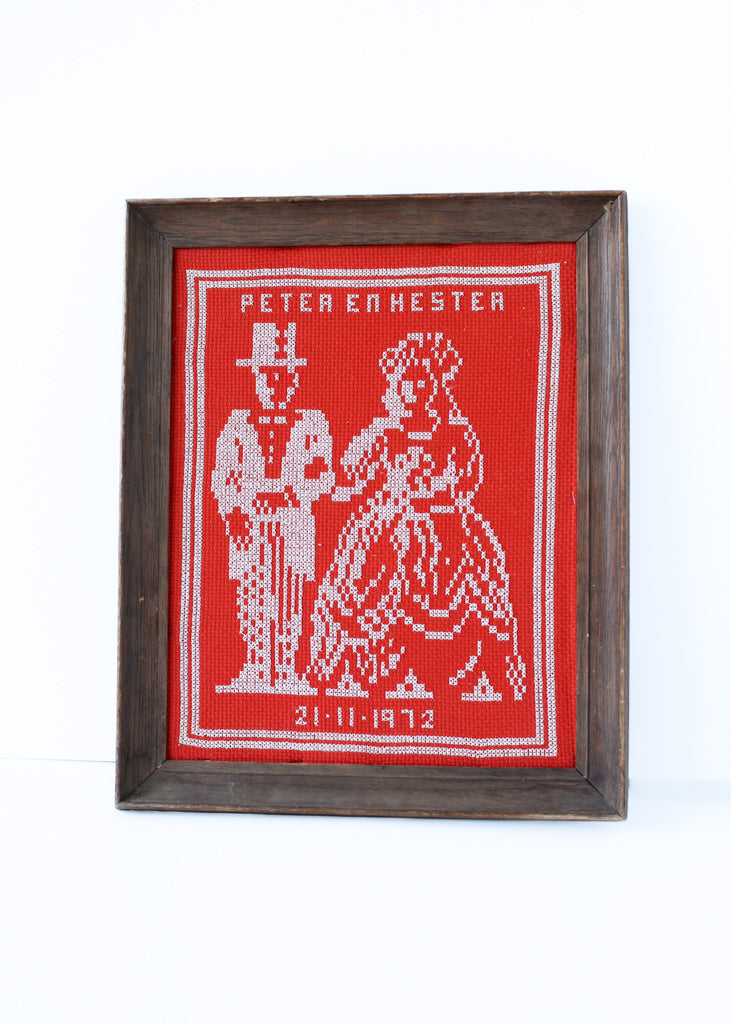 1970 Cross Stitch Wedding Portrait