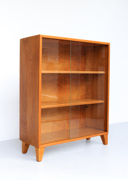 Solid Oak Vintage Modern Bookcase