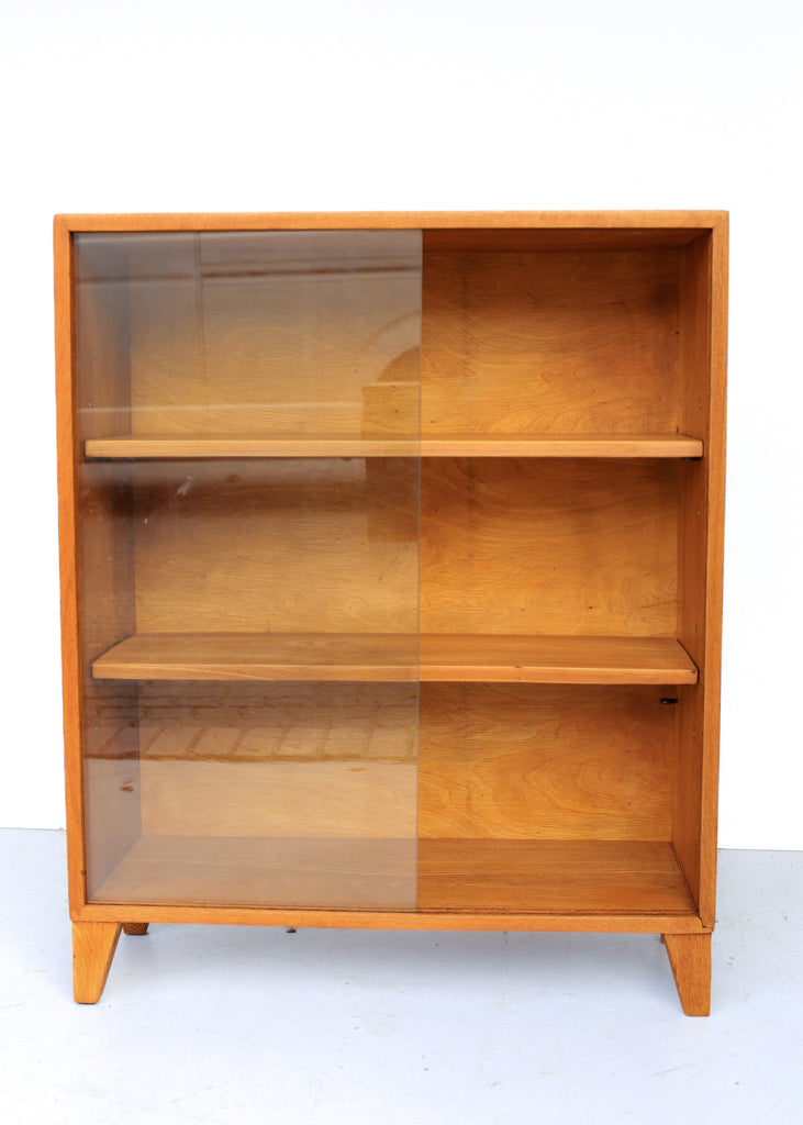 Solid Oak Vintage Modern Bookcase