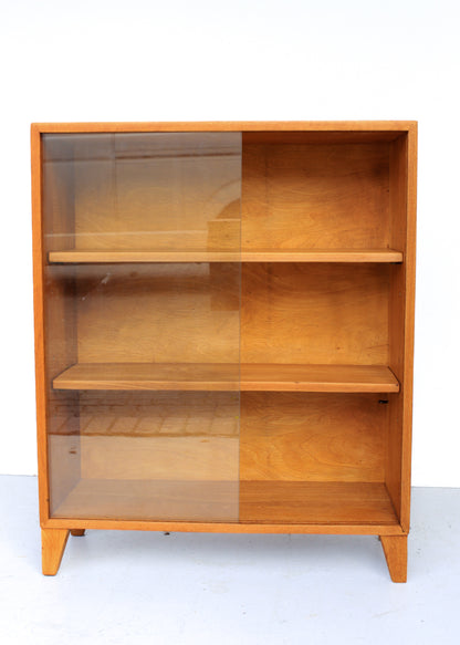 Solid Oak Vintage Modern Bookcase