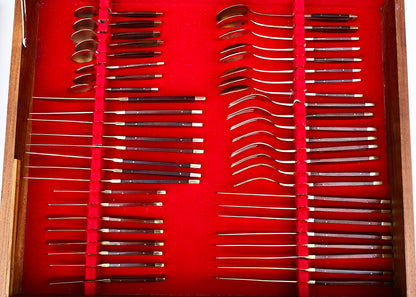 99 Piece Bronze and Rosewood Flatware set - 1950s
