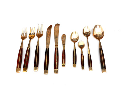 99 Piece Bronze and Rosewood Flatware set - 1950s