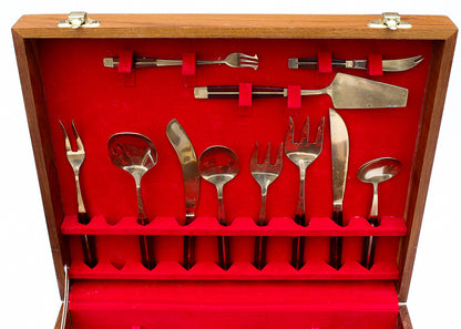 99 Piece Bronze and Rosewood Flatware set - 1950s