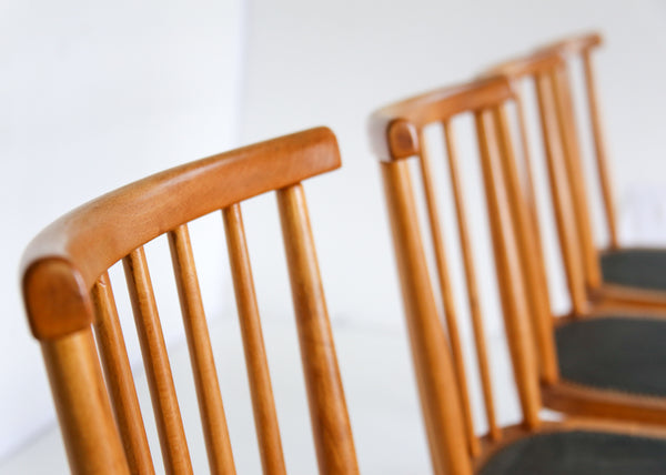 Four Spindle Back Mid-century Dining Chairs