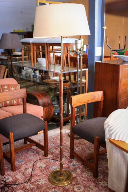 Mid-Century Teak and Brass Floor Lamp
