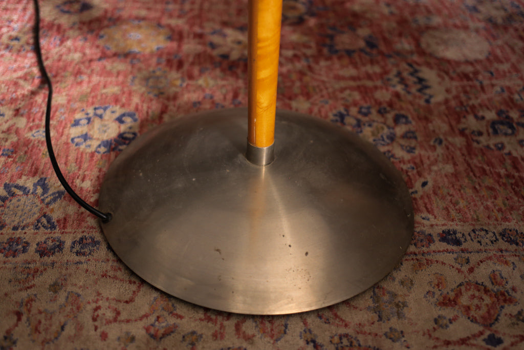 Mid-Century Brushed Steel and Beech Wood Lamp